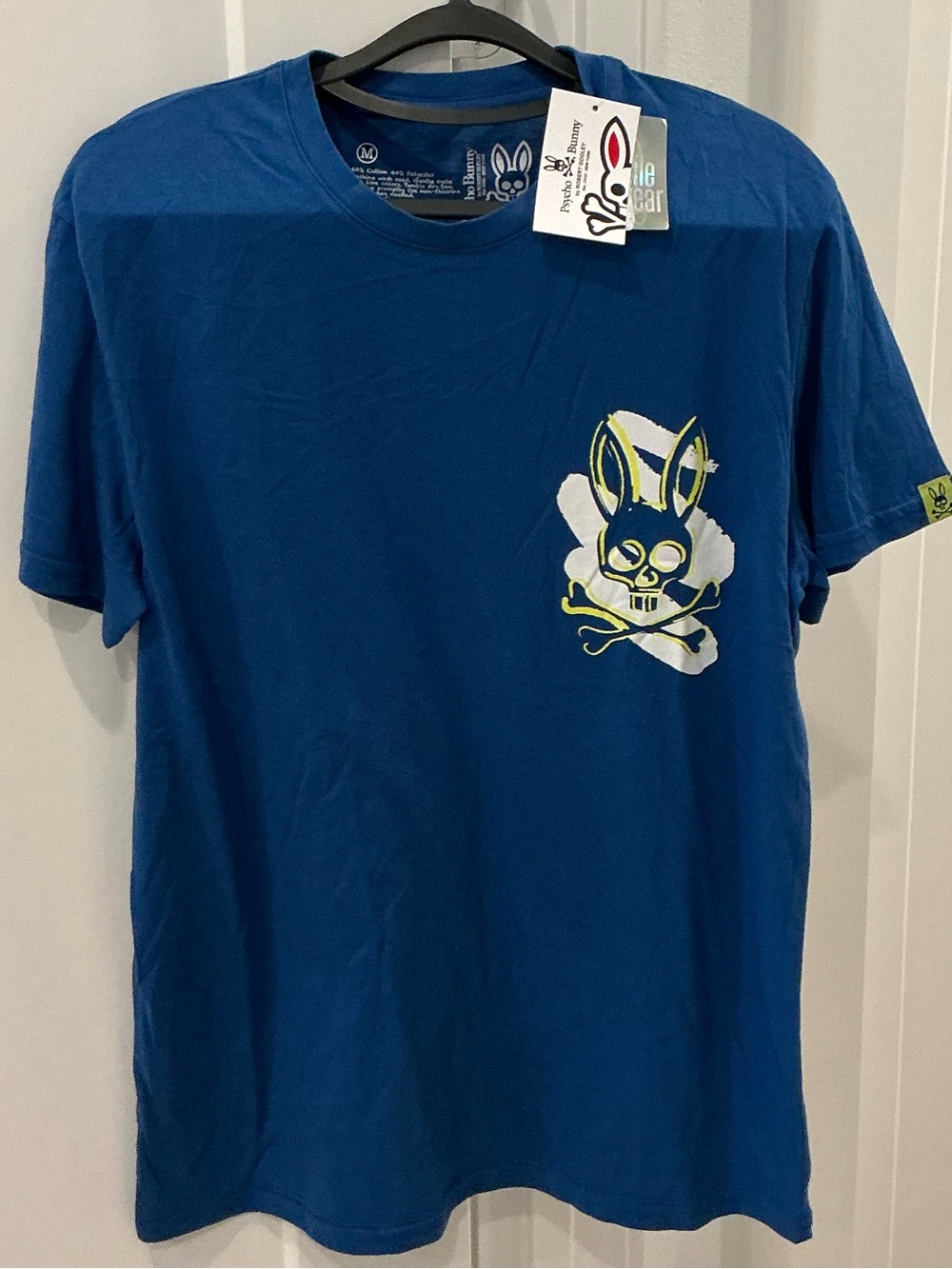 NWT Psycho Bunny Blue Bunny Skull Tee Medium SOFT!